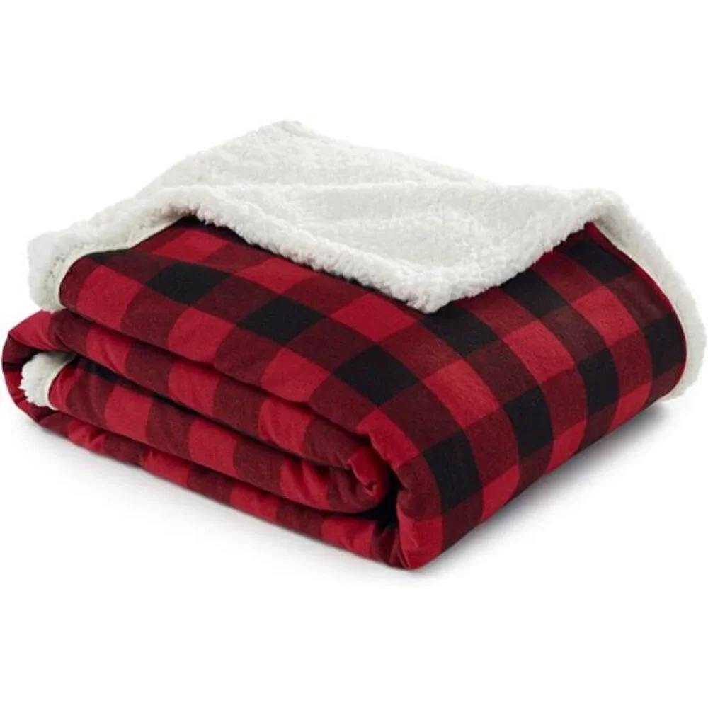 Throw Blanket, Reversible Sherpa Fleece Bedding, Home Decor for All Seasons